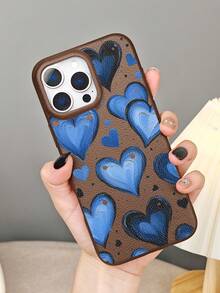 Aesthetic Blue Heart Pattern Phone Case For Women Cute Painting Design Protective Cover Fashion Art Print Shockproof Back Case Compatible With Iphone 16promax/16pro/16plus/16/15promax/15pro/15plus/15/14promax/14pro/14plus/14/13promax/13pro/13/12promax/12pro/12 - 黃色 - 查看 9