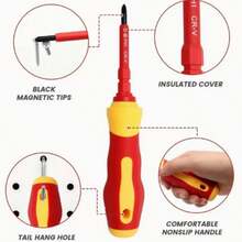7-In-1 Multi-Function Electrician's Screwdriver Set, Dual-Use Multi-Size Tool Kit, Metal, No Power Required, Electric Screwdriver Set - Red - View 5
