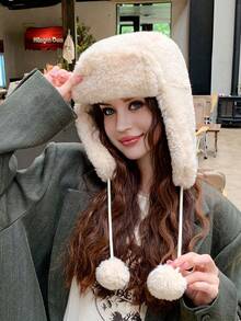 قبعة نسائية من نوع Trapper بألوان متباينة، محبوكة بسمك مناسب للطقس العادي والأنيق، متعددة الاستخدامات مناسبة للخارج والتزلج والدراجات والسفر والحفلات والاستخدام اليومي في فصلي الخريف والشتاء