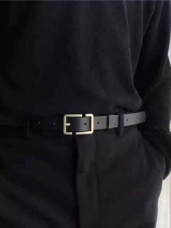 1pc Buckle Belt, Minimalist Waist Belt, Fashion Personalized Buckle, Suitable For Young People, Students, Casual, Slim Pants Autumn-Winter Accessories,Suitable For Teens, Youth,Men,Casual, Outdoor, Athletic, Vacation, Graduation Gifts, Birthday, Daily Wear