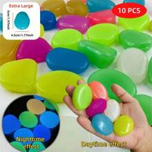 500 piezas de piedras de jardín luminosas, piedras brillantes de colores, para jardín, césped, patio, camino exterior, pasillo y decoración de acuario. Piedras luminosas perfectas para pecera, sendero, maceta, planta, entrada de automóviles, decoración del hogar, decoración navideña (estilo de color aleatorio)