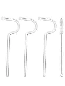 4pcs/3pcs/1pc Anti-Wrinkle Lip Straws, Anti-Lipstick Straws, Lipz Style Straws, Curved Flute Straws With Cleaning Brush, Easy To Clean, Reusable, Halloween And Christmas Party Supplies - Transparent - View 9