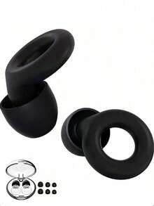 1 par de tapones para los oídos de segunda generación - Hechos de material de silicona, tapones para conciertos, protección auditiva de alta fidelidad con reducción de ruido, adecuados para el trabajo y personas sensibles al ruido, incluye una caja de almacenamiento + 4 pares de tapones reductores de ruido en tallas X, S, M, L. Esencial para el regreso a la escuela. Evita que el compañero de cuarto ronque.