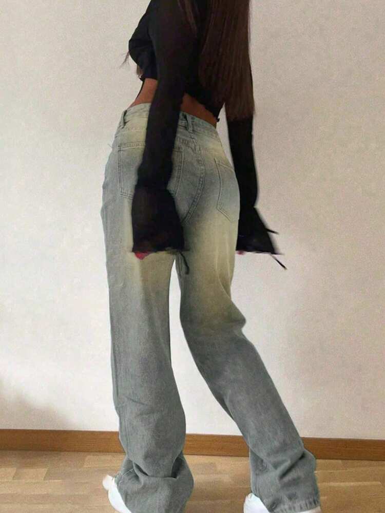 Teenagers' Retro Straight Leg Casual Jeans