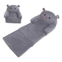 2-In-1 Kids' Foldable Sofa - Cartoon Flip-Open Design With 3-Layer Breathable Cloth & Sponge | Toddler Chair For Babies & Children - Grey - View 1