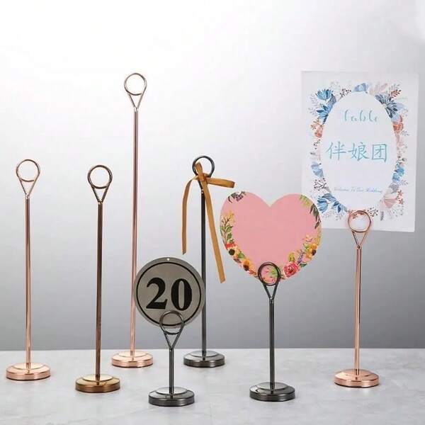 Creative Stainless Steel Round Photo Clip Place Card Holder Table Number Holder Note Clamp Paper Stand Birthday Wedding Party