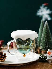 1pc Christmas Milk Coffee Star Wish Double Layer Heat-Resistant High Borosilicate Glass Cup
