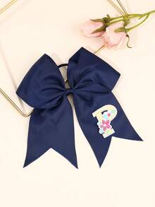 1 件海军蓝啦啦队蝴蝶结，适合女士女孩 A-Z 字母刺绣罗缎丝带蝴蝶结发带纯色字母花朵刺绣蝴蝶结发带优雅蝴蝶结松紧带休闲纯色蝴蝶结发绳啦啦队蝴蝶结橡皮筋女士发饰、马尾辫夹、发圈、发带、弹性发带、家居美容女士配饰礼品 - 藏蓝色 - 查看 38