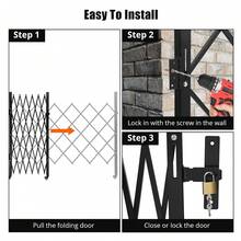 Puerta plegable, puerta de acordeón de acero, puerta metálica expandible, puerta de tijera enrollable de 360° para patios, garajes, jardines.
