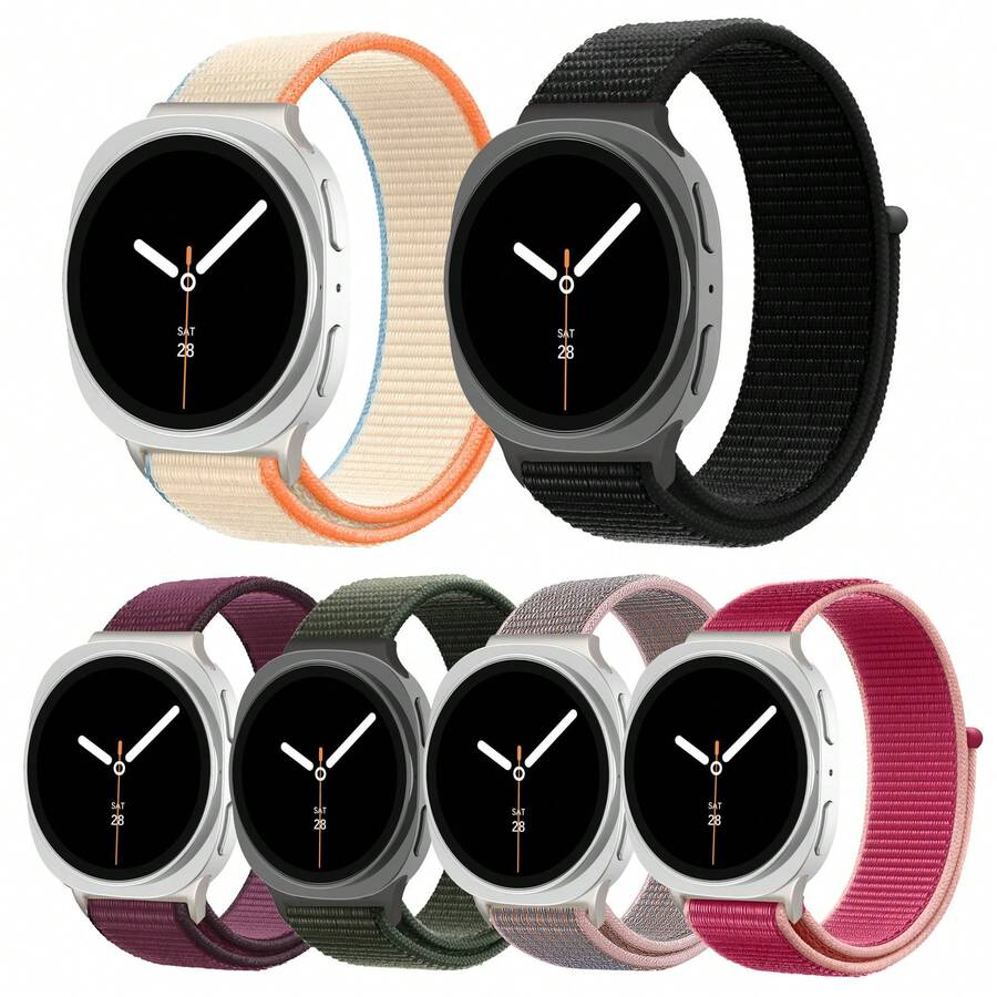 编织表带兼容三星 Galaxy Watch 8 表带 40 毫米 44 毫米/Galaxy Watch 8 Classic 46 毫米,弹性尼龙降落伞运动表带弹力面料腕带兼容三星 Galaxy Watch 8/8 Classic 40 44 46 毫米女款/男款 - Galaxy watch 8/8 Classic - 查看 1