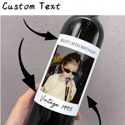 1-3pcs Custom Photo Wine Labels, Personalized Wine Bottle Labels, 30th Birthday Wine Labels, Personalized Engagement Gift Wine Labels, Engagement Gift, Wedding Wine Labels, Proposal Gift, Custom Photo