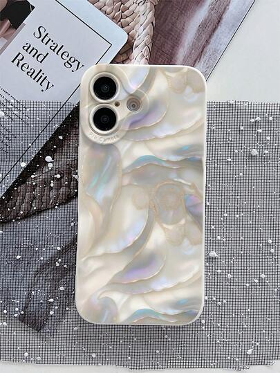 1 pieza Funda de teléfono a prueba de golpes de cobertura total de TPU con diseño de concha blanca compatible con iPhone 16/15/14/13/12/11/XSMAX/X/XS/XR/7PLUS/8PLUS/7/8