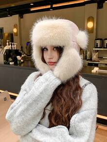 قبعة نسائية من نوع Trapper بألوان متباينة، محبوكة بسمك مناسب للطقس العادي والأنيق، متعددة الاستخدامات مناسبة للخارج والتزلج والدراجات والسفر والحفلات والاستخدام اليومي في فصلي الخريف والشتاء