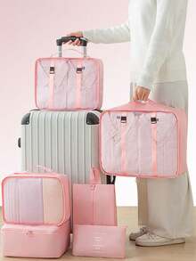 7/8件旅行收纳袋、防水便携式收纳袋、衣物收纳袋、行李收纳套装、内衣袋、防水拉链洗衣袋、收纳袋、旅行必需品、宿舍必需品、返校尼龙、学校学生老师、返校背包、海滩度假