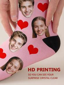 Customized Photo Socks For Men, Can Print Any Face, Suitable For Handsome Guys And Beautiful Ladies, Funny Couple High Socks, Suitable For Valentine's Day, Birthday And Other Occasions, Cartoon Style, Multi-Color Options, Home Decor For Living Room And Bedroom, Suitable For Graduation Season, Winter, Christmas, Autumn, Festivals, Anniversary And Other Occasions - Multicolor - View 6