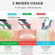 四合一微电流面部按摩器，专业美白加速器 - 三色LED光疗、EMS震动、嫩肤棒，女士家用护肤工具，增强吸收，令肌肤更光滑、更亮泽、更有弹性、更容光焕发。高端韩国护肤品，USB充电式家用美容仪，适用于面部、颈部、眼周，所有肤质。 - 黑色 - 查看 6