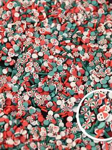 50g/Box zufällig gemischter Mini Weihnachts-Harz-Dekorations-Set, Weihnachts-Schneeflocke Weihnachtsmann Perlen, DIY Feiertags-Party Nagelkunst Dekorations-Accessoires