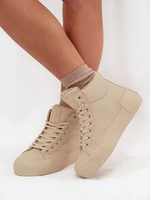 Women's Insulated Platform Sneakers By Big Star OO274794 White White Black Beige - Beige - View 4
