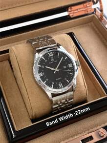 Pablo Raez 1 pieza Reloj grande y pesado para hombre de alta calidad, accesorio de verano, relojes vintage populares de nueva marca de lujo, pulsera de acero inoxidable chapada en plata IP con calendario y esfera simple, resistente al agua 50m, reloj de cuarzo de moda casual con manecillas luminosas, adecuado para uso diario, regalo para maestros, padres o amigos varones para cumpleaños, graduación o boda - Unitalla - Ver 5