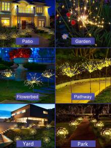 Solar Feuerwerkslichter für den Außenbereich, intelligenter Sensor - Lichtempfindlich, intelligenter Schalter, wasserdicht 60/150/240/360LED Sternenburst Lichterkette, 8 Beleuchtungsmodi Rasendekoration Lichter, für Einkaufszentrum Gartenwege Hof Weihnachtsdekorationen, warmweiß/weiß/mehrfarbig