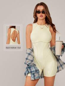 NcmRyu 1 buc salopetă modelatoare pentru femei, fără sudură, elastică, la modă, versatil, sexy, fără spate, control al abdomenului, ridicare, Slim Fit, yoga, alergare, fitness, dans, sporturi în aer liber, salopetă modelatoare