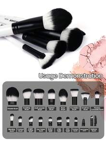 MAANGE 18件套专业化妆刷套装，柔软纤维材质，方便携带，包含粉底刷、眼影刷、晕染刷、眉刷，旅行必备，配有收纳盒，化妆刷套装，化妆刷套装，全套化妆刷，化妆套装，化妆刷套装，化妆套装，化妆刷套装，化妆礼盒，套装，赠品，专业化妆刷，全套化妆刷 - 白色 - 查看 11