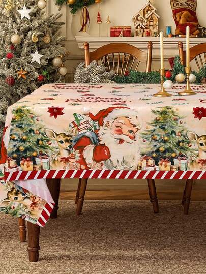 1 peça Toalha de mesa de Natal, Capa de mesa de Papai Noel, Toalha de mesa de decoração de festa de Natal, Decorações de Feliz Natal, Caminho de mesa de decoração de Natal vintage, Capa de armário de Natal, Decorações de mesa de Natal, Decorações de quarto de Natal, Saia de mesa de decoração de casa de Natal, Toalha de mesa descartável para decoração de Natal ao ar livre, Suprimentos de cozinha de Natal, Decoração de Natal, Decoração de inverno, Lembrancinhas de festa