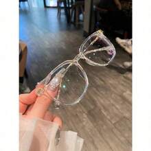 NewUnisex  Light Glasses, Square Reading/Computer Reading Glasses, Women's Fashion Glasses, Clear Lenses, Protective Clear Lenses, Reduce Eye Strain Caused By Computers, TV And Games - Clear - View 2