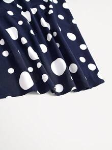 Women's High Waist Pleated Printed Skirt - Navy Blue - View 4
