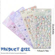 可爱迷你蓬松贴纸 - 小批量 3D 微型贴纸套装适用于手机壳、笔记本、DIY 计划器等、学校用品、返校 - 彩色 - 查看 14