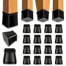 4/24pcs Square Chair Leg Floor Protectors - Thick Silicone Furniture Sliders, Transparent Chair Covers For Noise Reduction & Floor Protection, Durable Furniture Pads For Tables And Chairs, Sofas & Coffee Tables