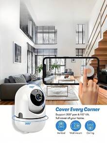 1080p 高清 2.4Ghz 智能家居安全摄像头 - 全天候彩色夜视、平移/倾斜/缩放、双向音频、带运动报警的宠物监视器 - 无线室内/室外安全摄像头 - 黑色 360 度无死角移动远程摄影监视器 - 彩色 - 查看 3