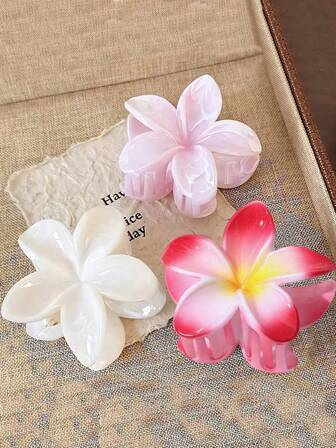3pcs Women Acrylic Ombre Large Flower Hair Claw, Minimalist Elegant Bun Clip Accessory, Suitable For Casual, Travel, Holiday Outfit Hair Accessories Flower Claw Clips Fall Hair Clips Autumn Decor Accessories For Women Winter For Vacation Outfits Woman