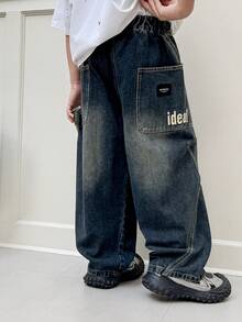 Gerade geschnittene Loose Fit Jeans für Teenager Jungen, geeignet für Alltag, Schule, Lässig und Outdoor, Herbst