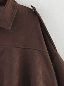 Women's Stylish And Elegant Four-Season Solid Lapel Front Buckle Bomber Jacket For Everyday Wear