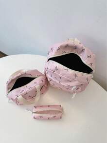 三件套休闲学院风蝴蝶印花背包套装，包含背包、午餐包、斜挎包和带笔记本电脑隔层的笔袋，配有可调节肩带、多口袋大容量多功能书包套装，适合女性/女孩/青少年/大学生/毕业生日常使用/度假/旅行/返校，可爱蝴蝶图案背包