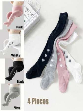 4 piezas de mallas sólidas para niñas pequeñas y bebés - perfectas para la escuela, el baile y el juego