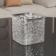 1pc Transparent Glacier Pattern Desktop Trash Can With Lid, Mini Car Trash Can, Desk Organizer Waste Bin With Press Down Lid - Transparent - View 8