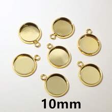 10pcs 8-30mm Inner Size Single Loop Stainless Steel Gold Color Pendant Cabochons Blank Base Tray DIY Jewelry Making Accessories Findings - Single Hanging - View 11