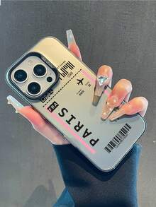 1pc Fashion Airplane Ticket Pattern Matte Soft Anti-Slip Anti-Drop IMD Phone Case Compatible With Apple & Phones - Multicolor - View 4