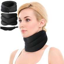 Neck Support For SnoringAntiSnoring Neck Brace Adjustable Neck Support Brace For Sleeping Soft Foam Neck Brace Universal AntiSnores Cervical Girdle Perfect For Sleep Home Trave Or Office - 黑色 - 查看 1