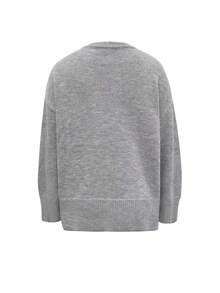 Women's New Style Crew Neck Drop Shoulder Long Sleeve Ribbed Cuff, Stylish Retro Casual Pullover Knit Sweater, Fall And Winter - Grey - View 5