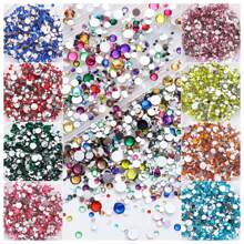 2MM-6MM, 5 Sizes Mix, 2000pcs/Pack, Non-HotFix, Multi Colors, Glue On Round Flatback Crystal Rhinestones Gems Jewelry Beads DIY Diamond Design Accessories Glitter Decal Decorations For Phone Cover,Clothes,Bag,Shoes, Handicraft Products.