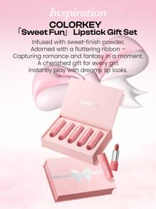 COLORKEY 5PCS Matte Lip Tint Gift Set,Liquid Lipstick,Matte,Lip Gloss,Long-Lasting,Silky Creamy,Non-Stick Cup,Weightless,For Beginner For Women For Daily Use,Gift For Women Mom Wife Sister Teen Girl Friend,Christmas,Christmas Gifts,Makeup