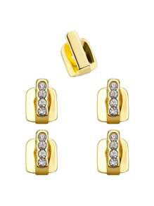 1 Set Single Row Smooth Gold, Silver, Rose Gold Cubic Zirconia Bar Teeth Grillz, Unisex Hip Hop, Nightclub, Rock Style Party Decoration, Holiday Gift, Adjustable