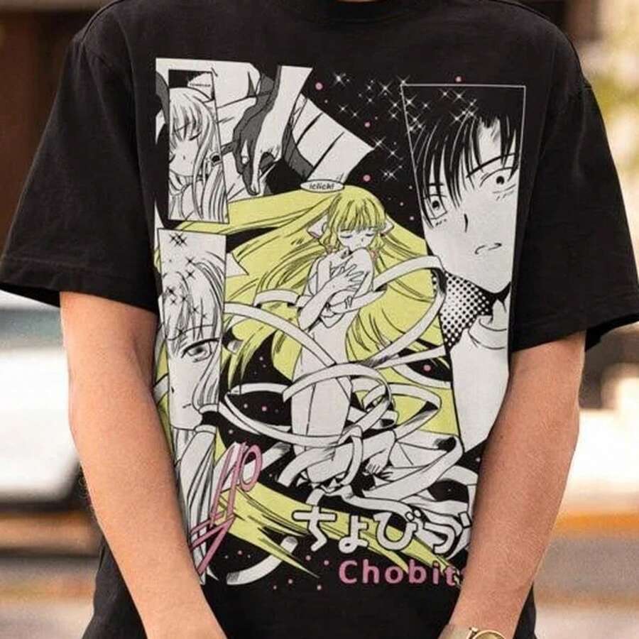 Anime Chobits T-Shirt  Graphic Tee  Her Gift  Anime Lover Shirt Wo's T-Shirt  Girl Shirt AestheticPlus Size Butterfly Graphic T-Shirt For Women, 220g High-Quality Pure Cotton T-Shirt With Minimalist Printing, Soft And Breathable Fabric, Comfortable And Loose, Suitable For All Day Wear, Suitable For Office Casual Wear, Spring And Summer Daily Appearance, Elegant And Youthful Design