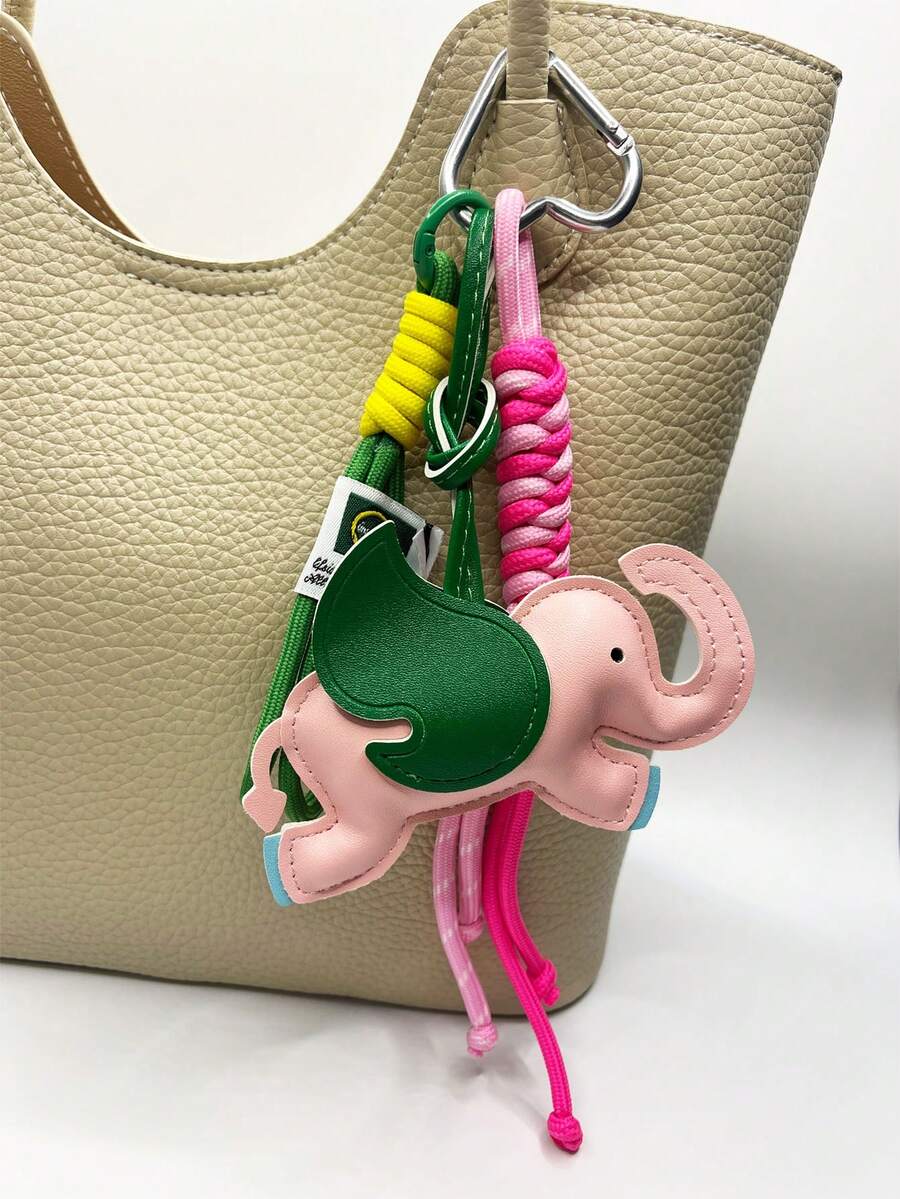 1 Móc khóa hình voi hoạt hình bằng da, mặt dây chuyền trang trí điện thoại, phụ kiện hành lý, quà tặng ngày lễ cho bạn bè, móc khóa trang trí ba lô du lịch, dây treo phụ kiện ô tô cho phụ nữ, móc khóa cho túi xách