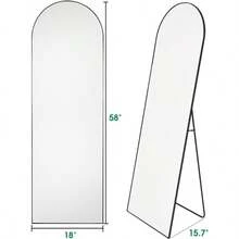 Arched Full Length Mirror 1858 Standing Mirror With Stand Or Wall Mounted For Bedroom And Living Room Black - 黑色 - 查看 2