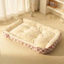 1 قطعة سرير حيوانات أليفة ذو نمط الشطرنج للكلاب والقطط، مصنوع من مادة قطيفة دافئة ومقاومة للرياح، مناسب للكلاب الصغيرة والمتوسطة والكبيرة، قاعدة مانعة للانزلاق ومقاومة للرطوبة، متوفر بألوان متعددة