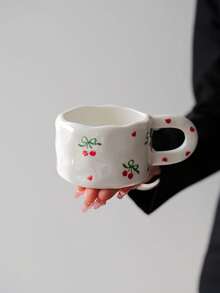 1 Set Floral Ceramic Coffee Cup & Saucer Set, Large Capacity Hand-Painted Ceramic Cup With Coaster, Heart/Flower Pattern, Vintage Style Coffee/Afternoon Tea Dinnerware, Suitable For Spring Brunch, Country Gathering, Women, Commercial Use, And Gifting - Multicolor - View 15